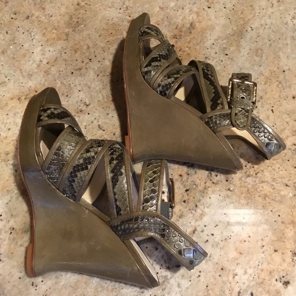 Alexandre Birman Python Leather Platform Wedge Strappy Sandals - Picture 14 of 16